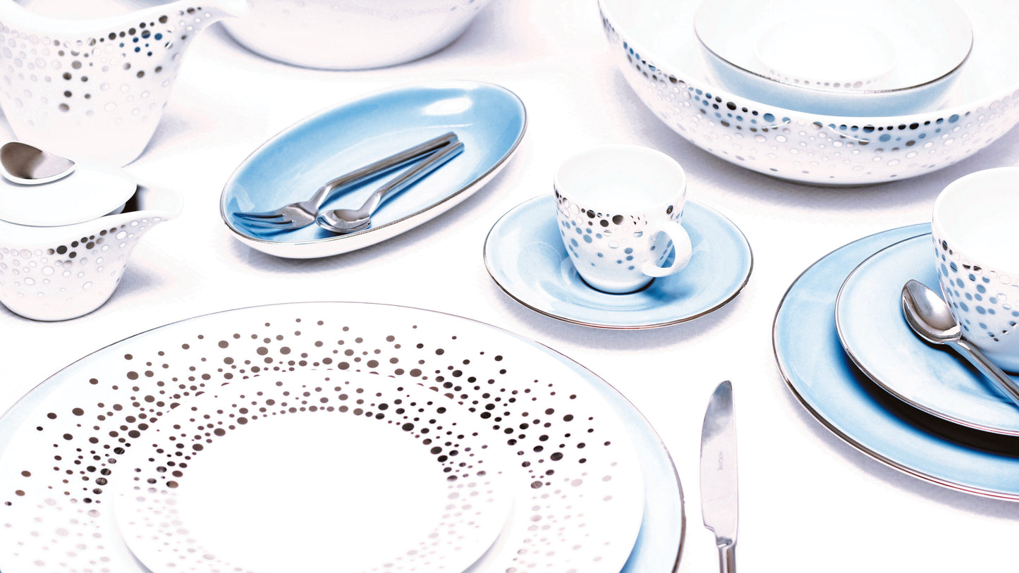 Silver Rain Espresso Cup + Saucer - Set of 4
