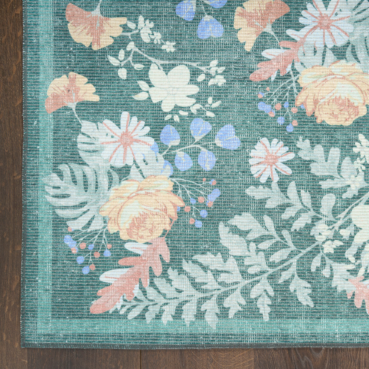 Nourison Botanical Green & Multicolor Machine Washable Rug - Corner