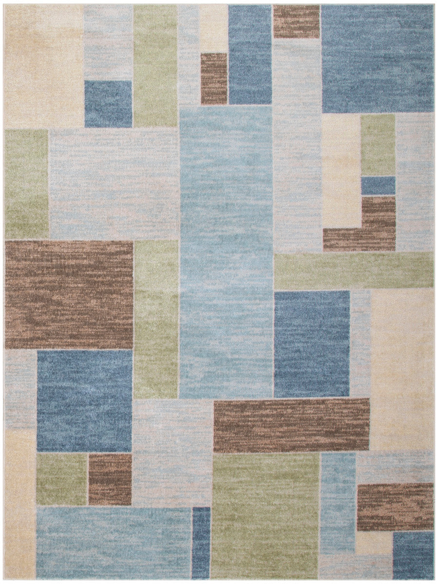 Nourison Astra Blue, Green & Multi Pet Friendly Machine Washable Rug - 6'7" x 9'