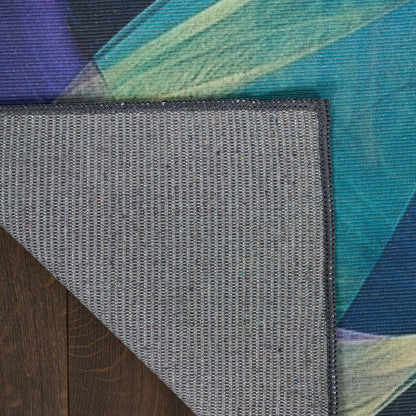 Nourison Blue & Multicolor Machine Washable Rug - Corner