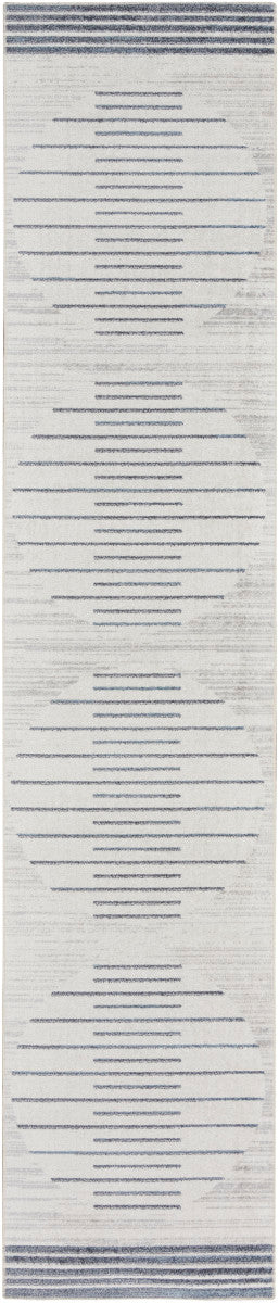 Nourison Astra Ivory & Blue Pet Friendly Machine Washable Rug - 2'2" x 10'