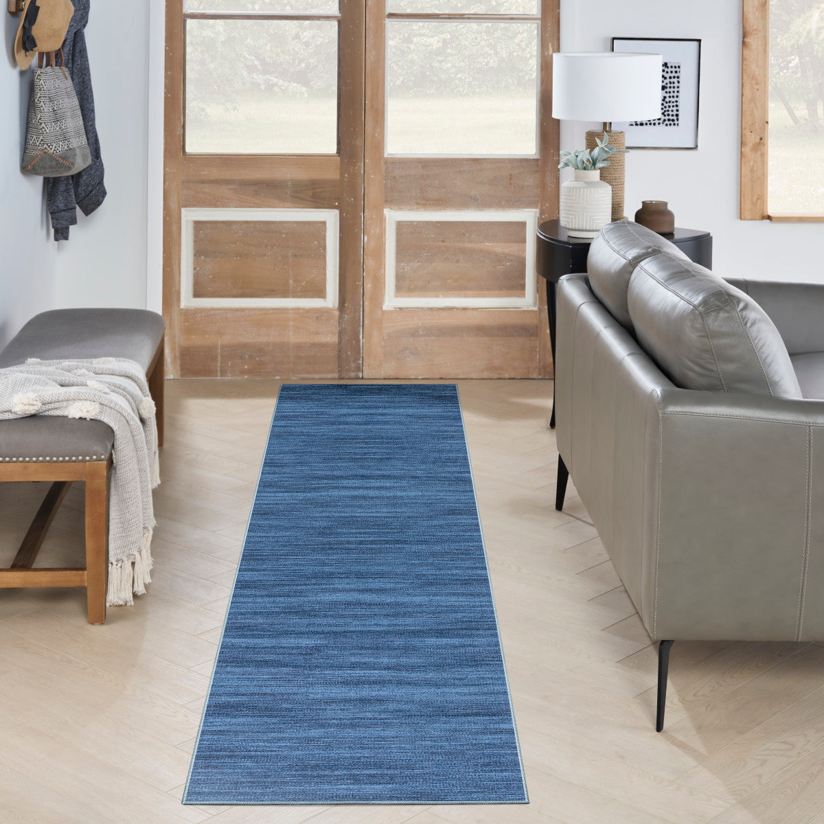 Nourison Blue Machine Washable Rug - Room Scene