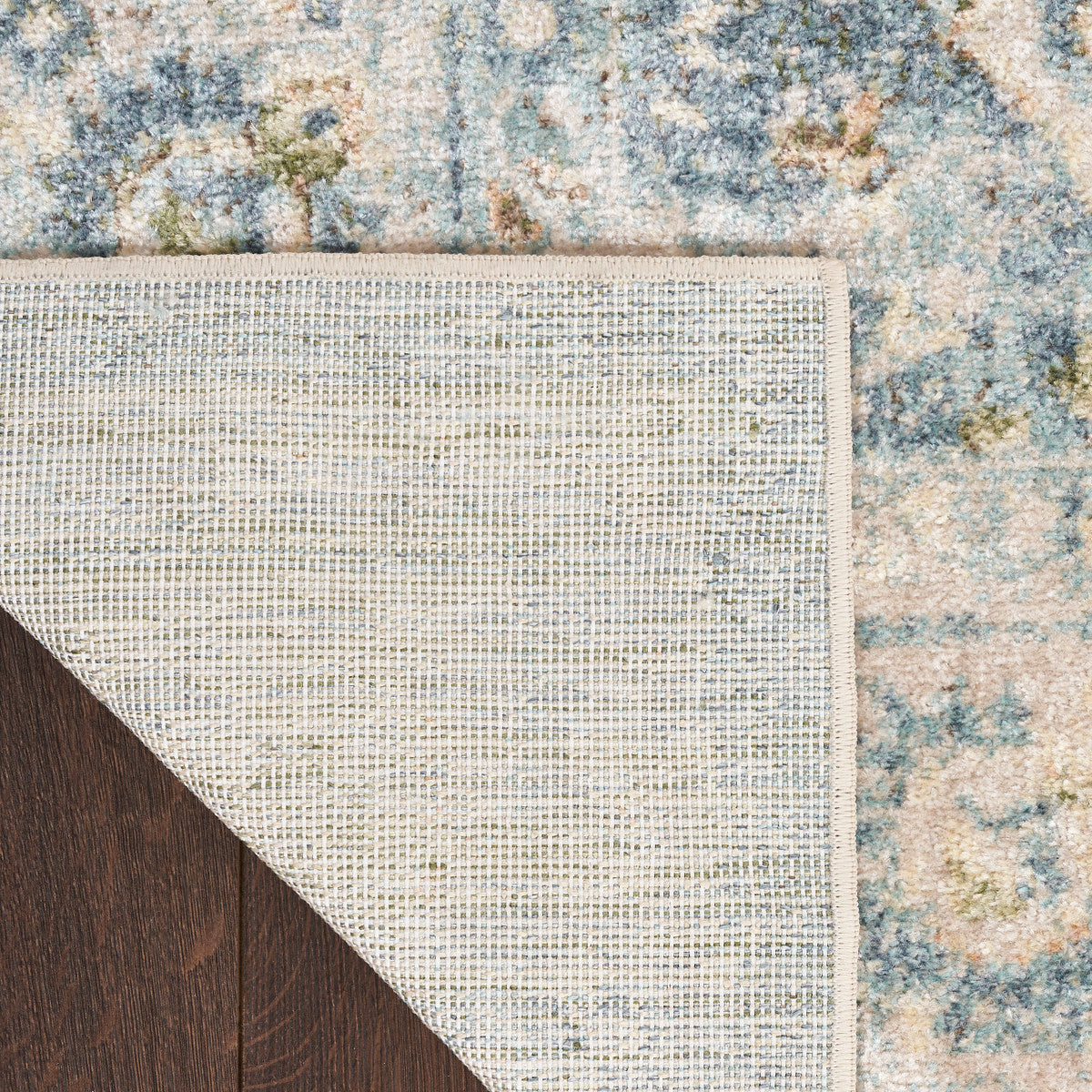 Nourison Astra Teal & Beige Pet Friendly Machine Washable Rug - Corner