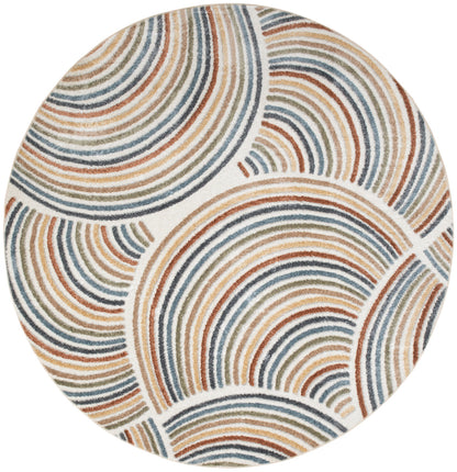 Nourison Astra Ivory & Multicolor Pet Friendly Machine Washable Rug - 7'10" Round