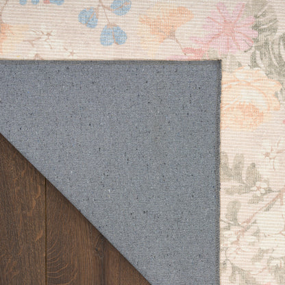 Nourison Botanical Beige & Multicolor Machine Washable Rug - Corner