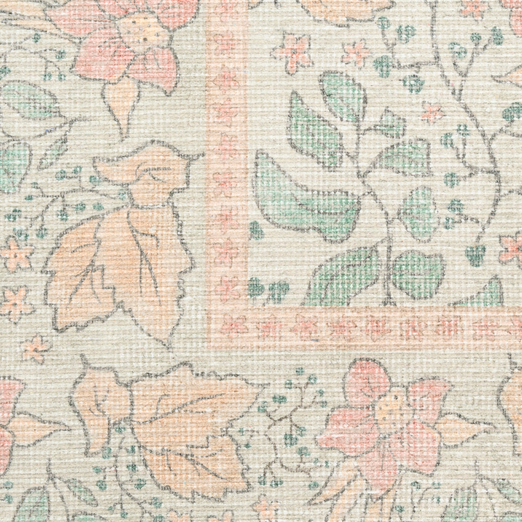 Nourison Botanical Green & Multicolor Machine Washable Rug - Swatch