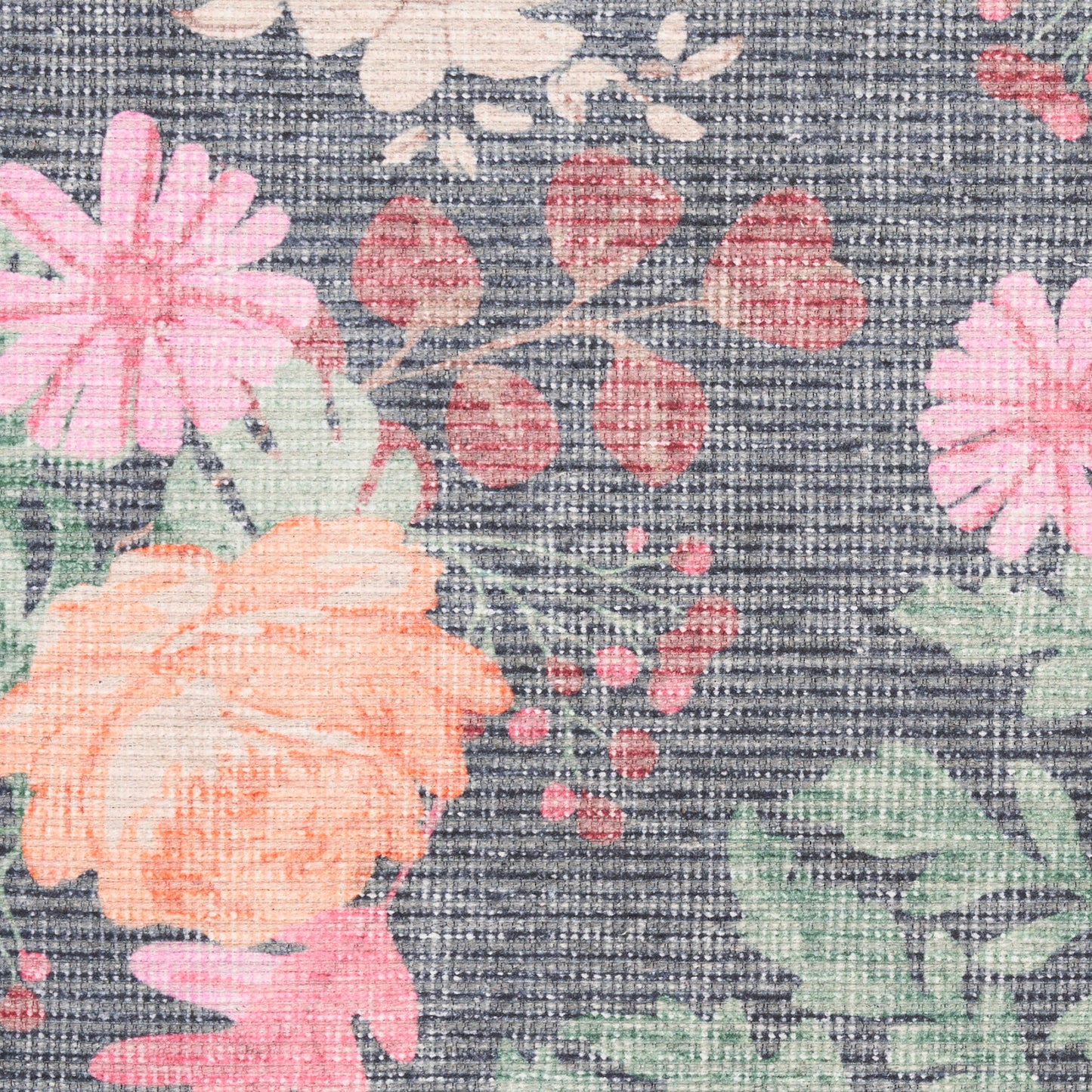 Nourison Botanical Charcoal & Multicolor Machine Washable Rug - Swatch
