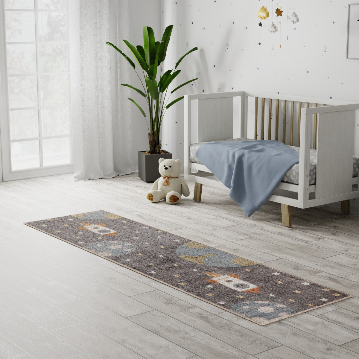 Nourison Astra Sky Blue Pet Friendly Machine Washable Rug - Room Scene