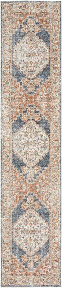 Nourison Astra Denim & Multicolor Pet Friendly Machine Washable Rug - 2'2" x 10'