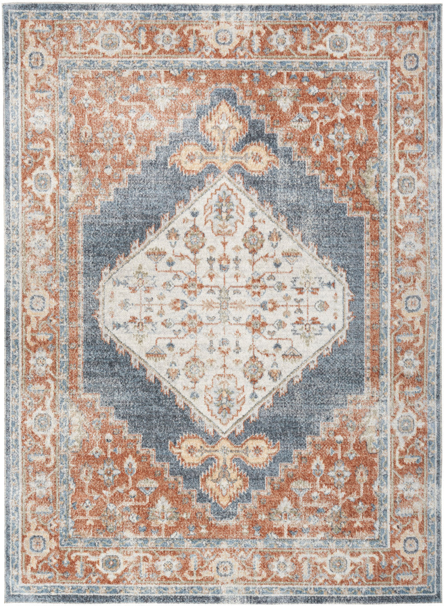 Nourison Astra Denim & Multicolor Pet Friendly Machine Washable Rug - 5'3" x 7'