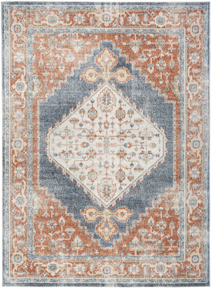 Nourison Astra Denim & Multicolor Pet Friendly Machine Washable Rug - 5'3" x 7'