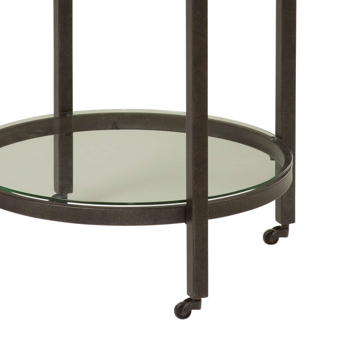 Whitman 24" Marble Round End Table with Glass Shelf and Piano Casters - Additional