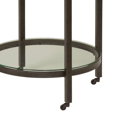 Whitman 24" Marble Round End Table with Glass Shelf and Piano Casters - Additional