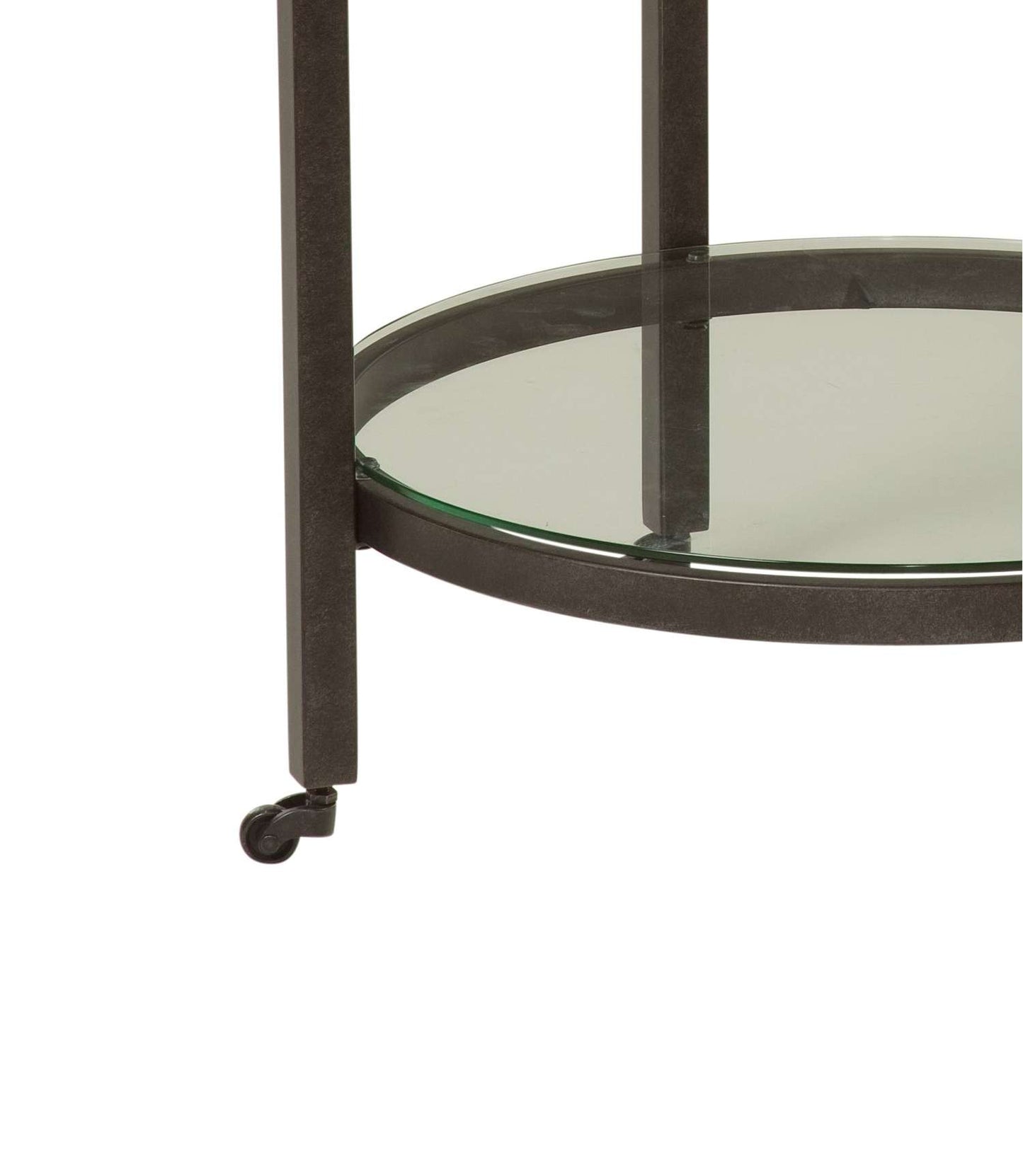 Whitman 24" Marble Round End Table with Glass Shelf and Piano Casters - Additional