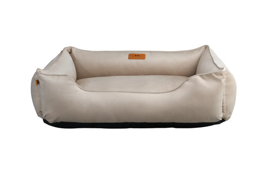 Beige Classic Velvet Sleeper Pet Bed