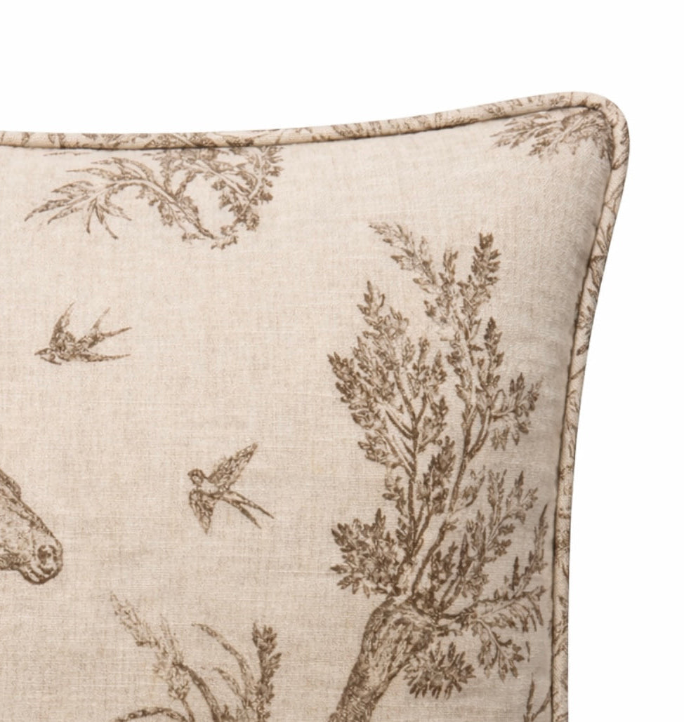 Western Toile Pillow in Sepia Brown