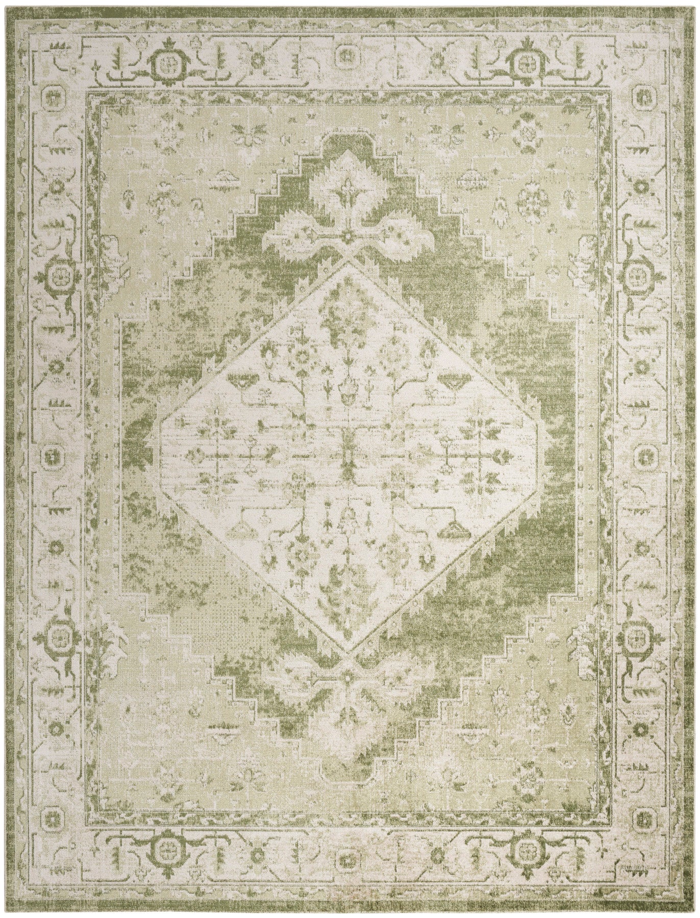 Nourison Astra Ivory & Green Pet Friendly Machine Washable Rug - Main