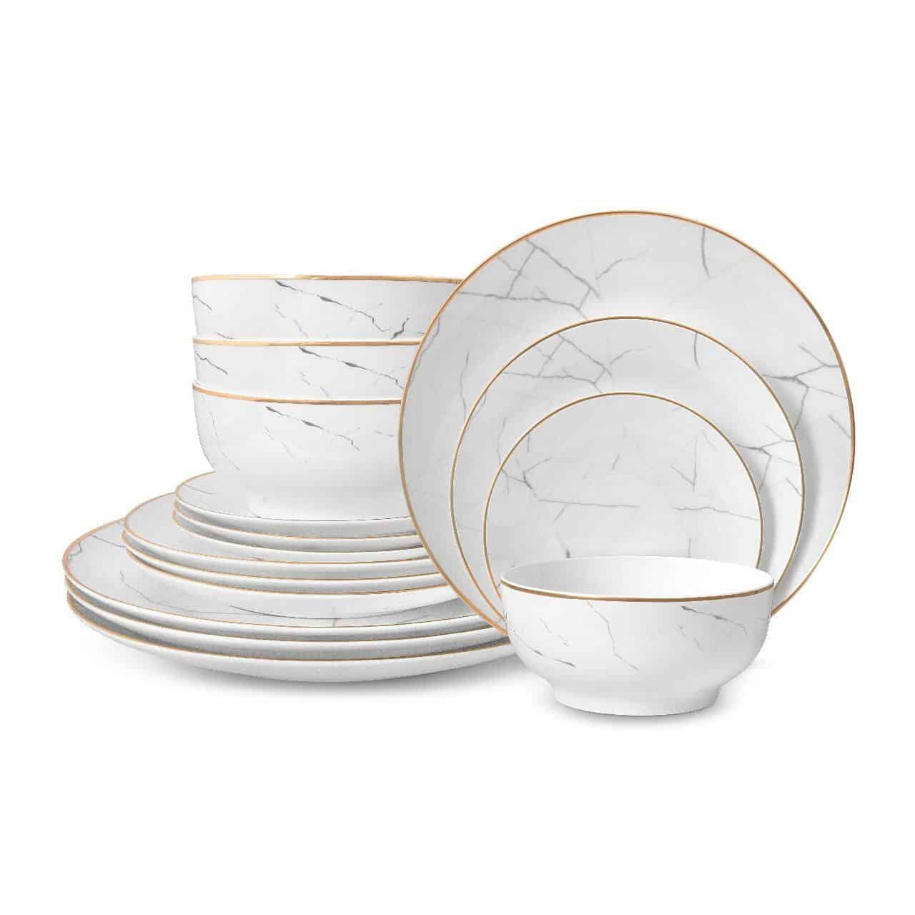 Carrara Marble Dinnerware Set - 16 Piece Set