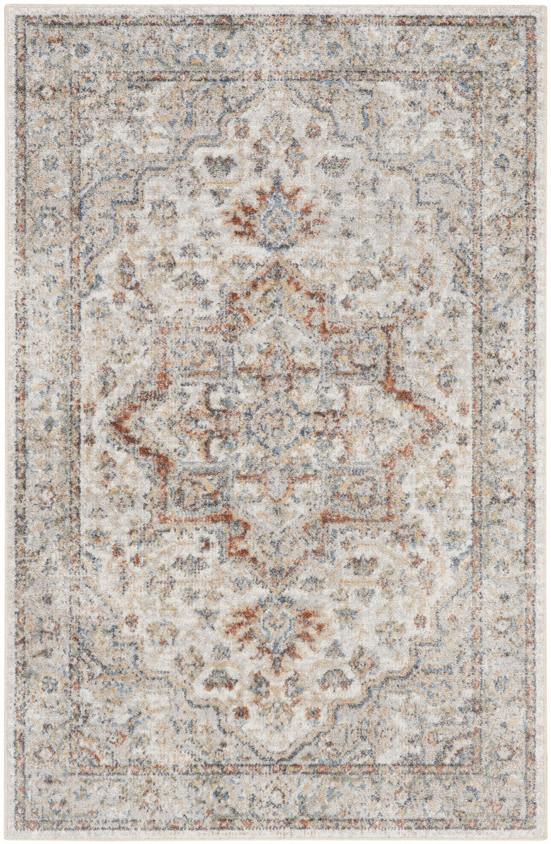 Nourison Astra Grey & Multicolor Pet Friendly Machine Washable Rug - 3'3" x 5'