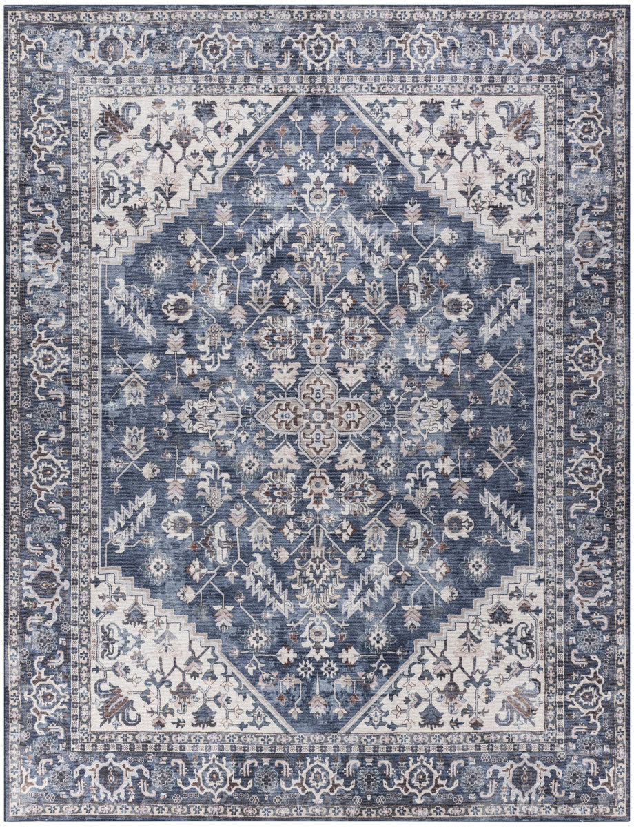 Nourison New Concept Navy & Ivory Machine Washable Rug - 9'2" x 12'