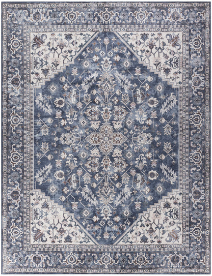 Nourison New Concept Navy & Ivory Machine Washable Rug - 9'2" x 12'
