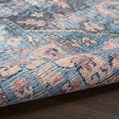 Nourison New Concept Light Blue & Multicolr Machine Washable Rug - Texture