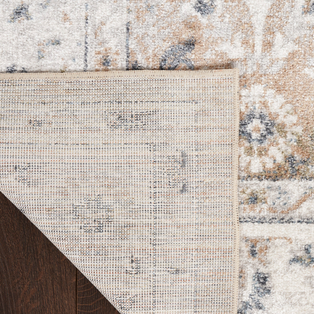 Nourison Astra Silver & Taupe Pet Friendly Machine Washable Rug - Corner