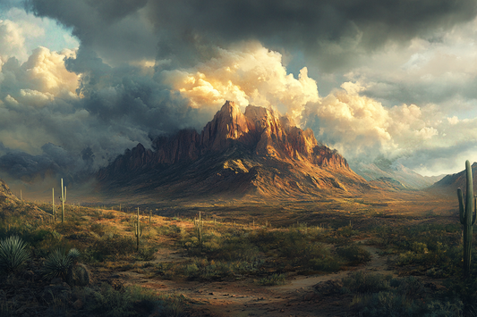 Stormy Desert Mountain Canvas – Moody Western Landscape Wall Art
