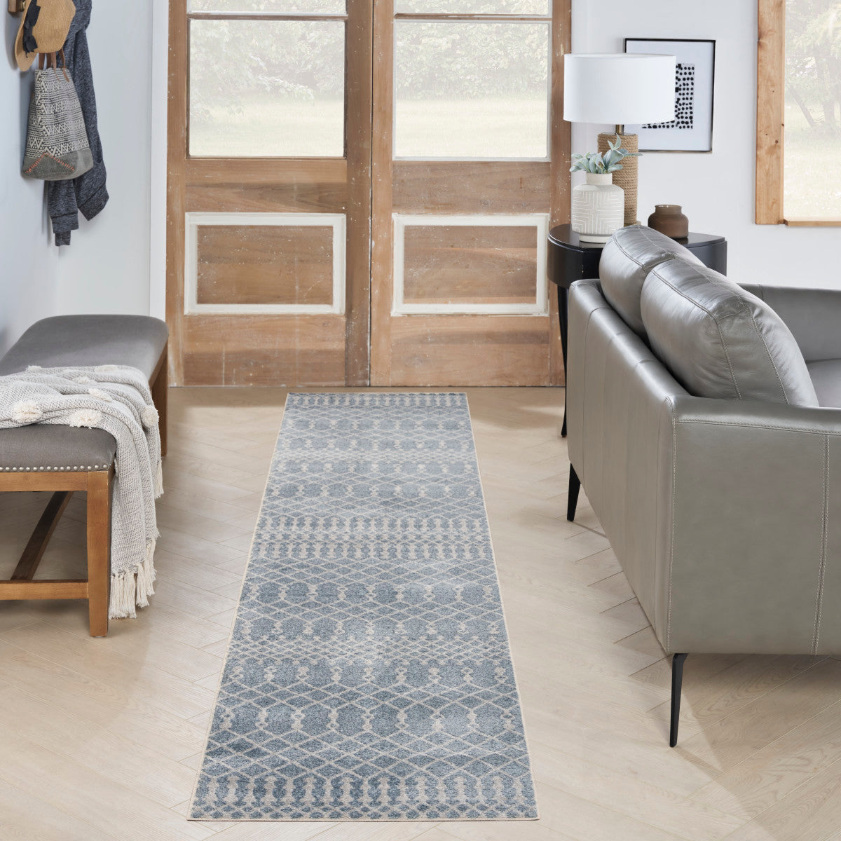 Nourison Astra Blue Pet Friendly Machine Washable Rug - Room Scene