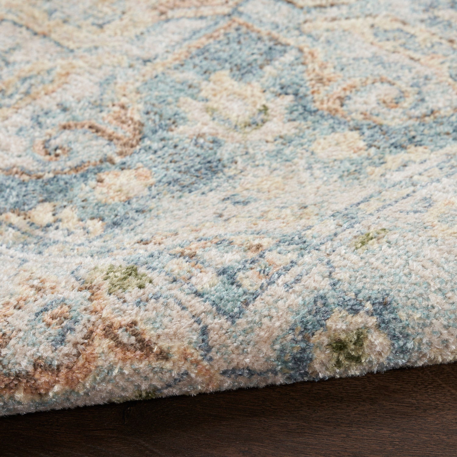 Nourison Astra Beige & Blue Pet Friendly Machine Washable Rug - Texture