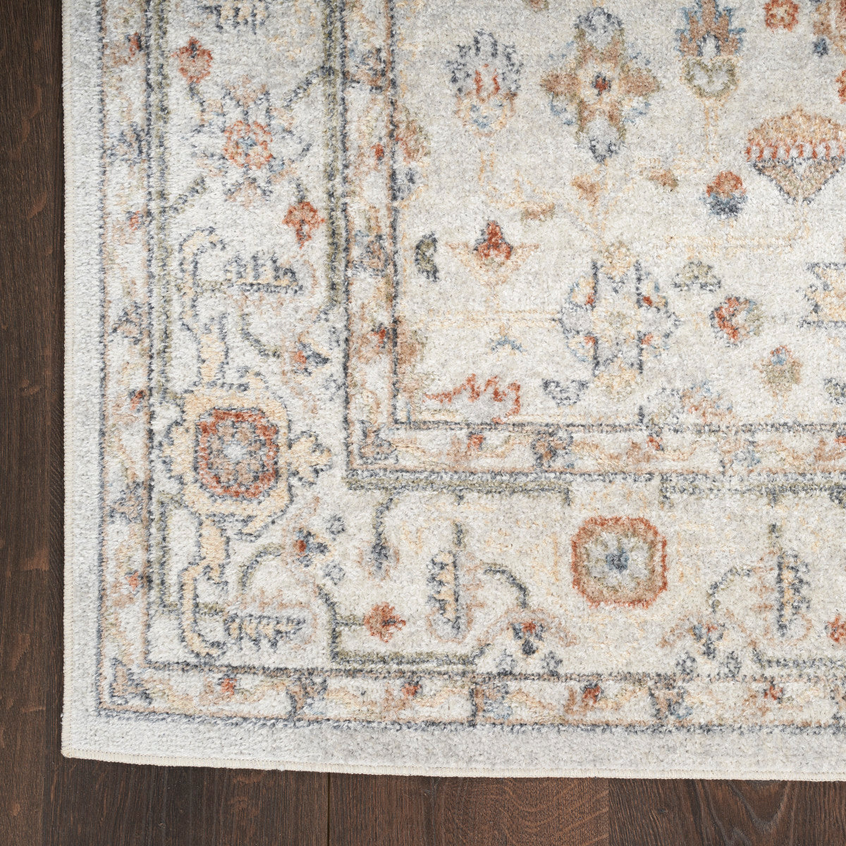 Nourison Astra Grey & Multicolor Pet Friendly Machine Washable Rug - Corner