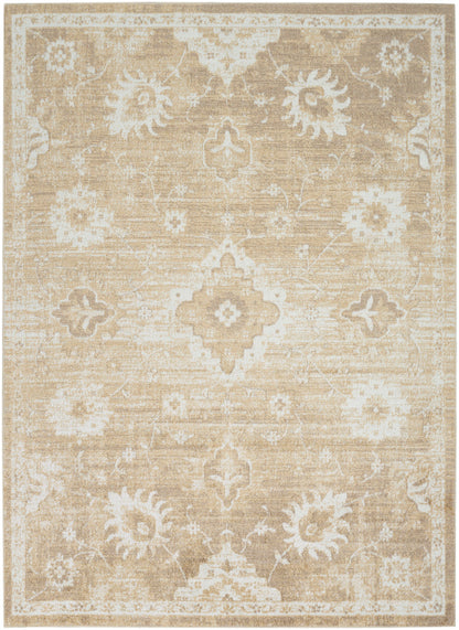 Nourison Astra Ivory & Gold Pet Friendly Machine Washable Rug - 6'7" x 9'