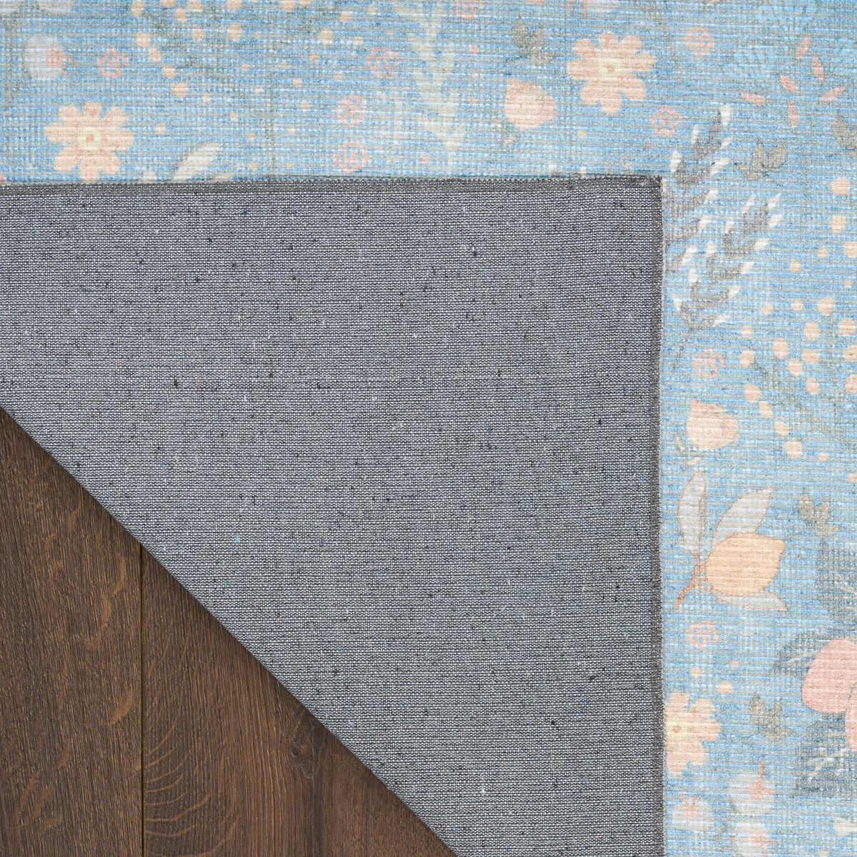 Nourison Botanical Light Blue & Multicolor Machine Washable Rug - Corner