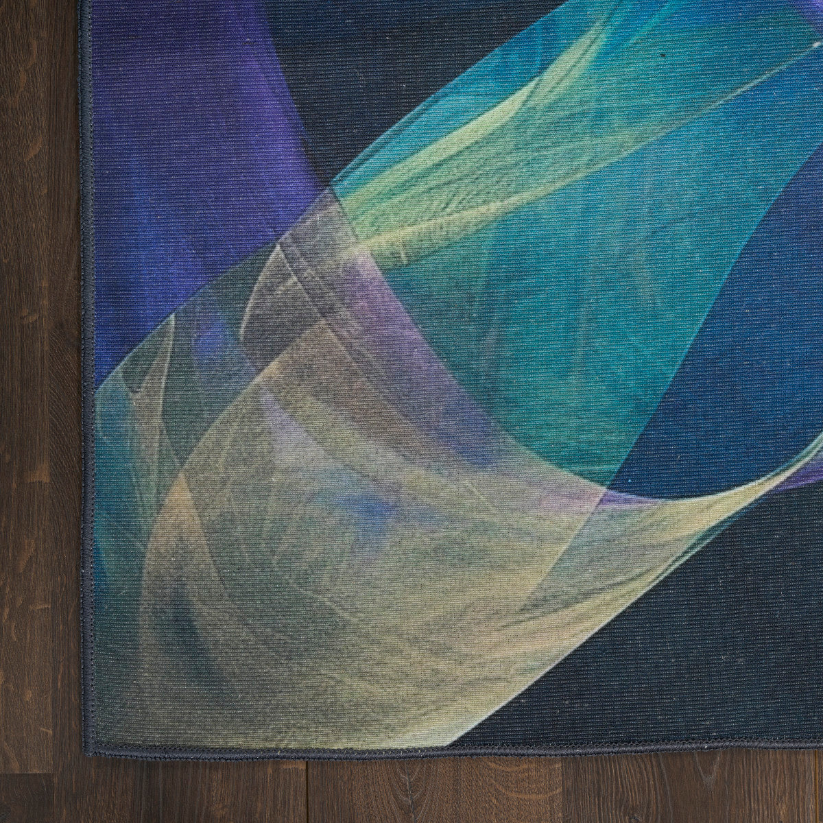 Nourison Blue & Multicolor Machine Washable Rug - Corner
