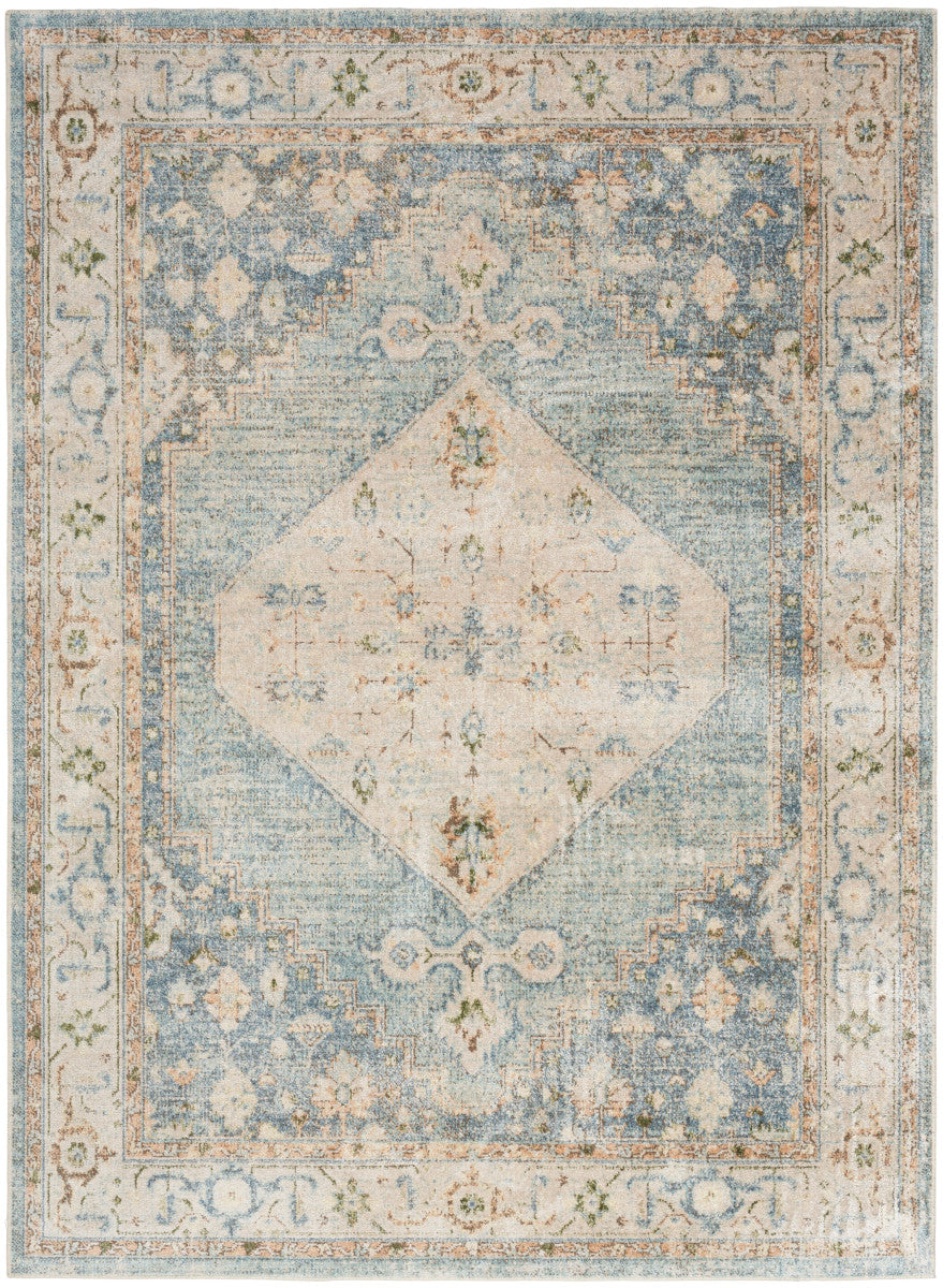 Nourison Astra Silver & Blue Pet Friendly Machine Washable Rug - 6'7" x 9'