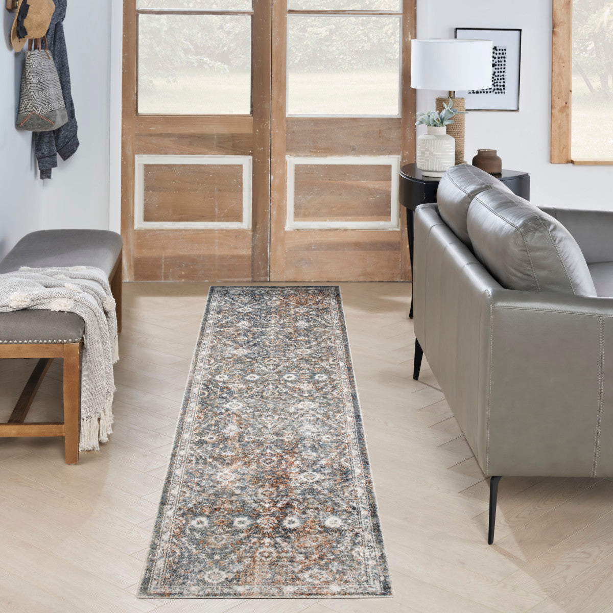Nourison Astra Ivory & Multicolor Pet Friendly Machine Washable Rug - Room Scene