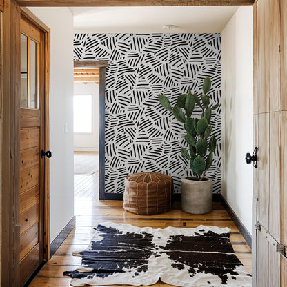 Simple Stripes Wallpaper - White & Black