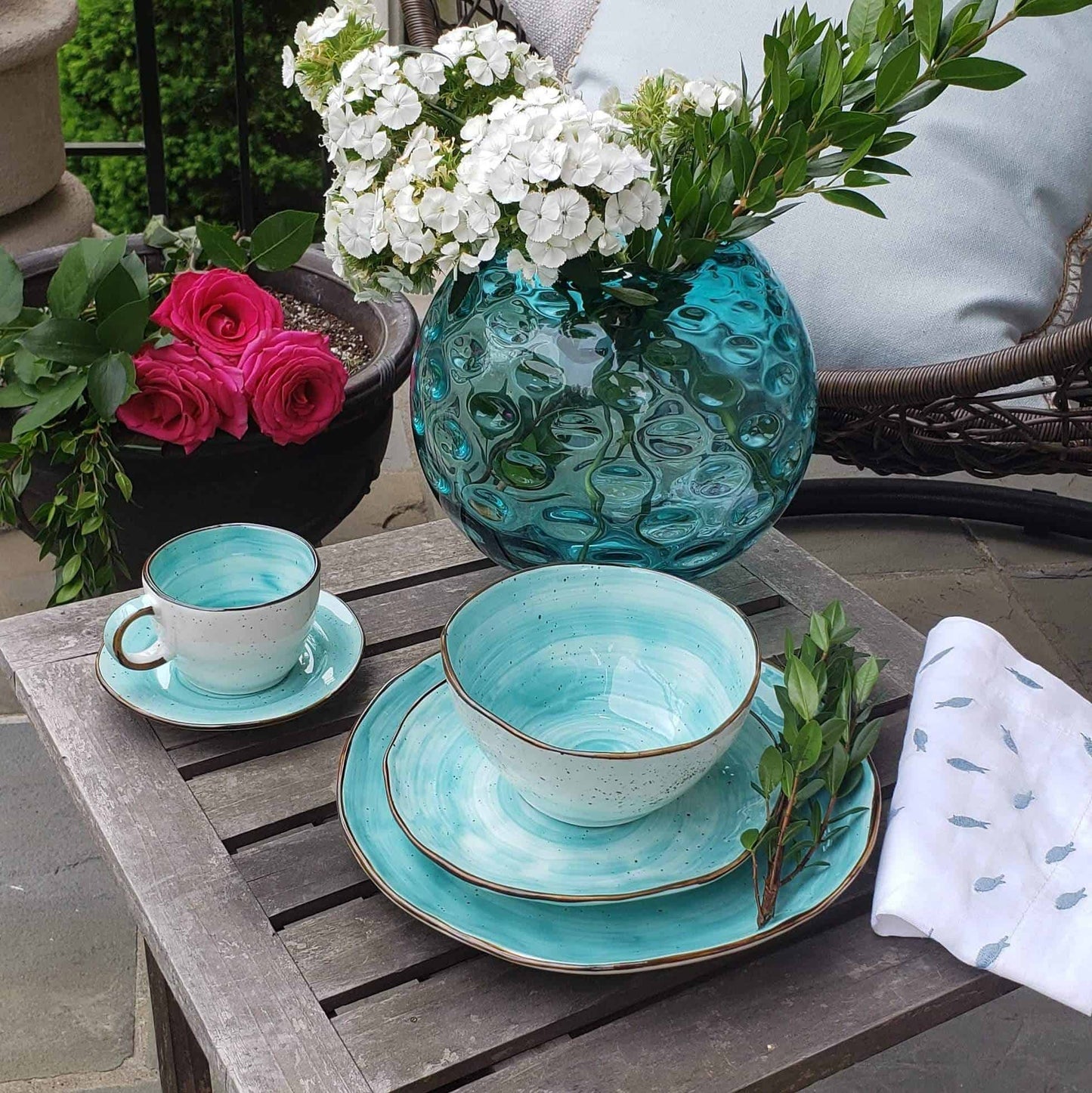 Cabana Turquoise Dinnerware - 20 Piece Set