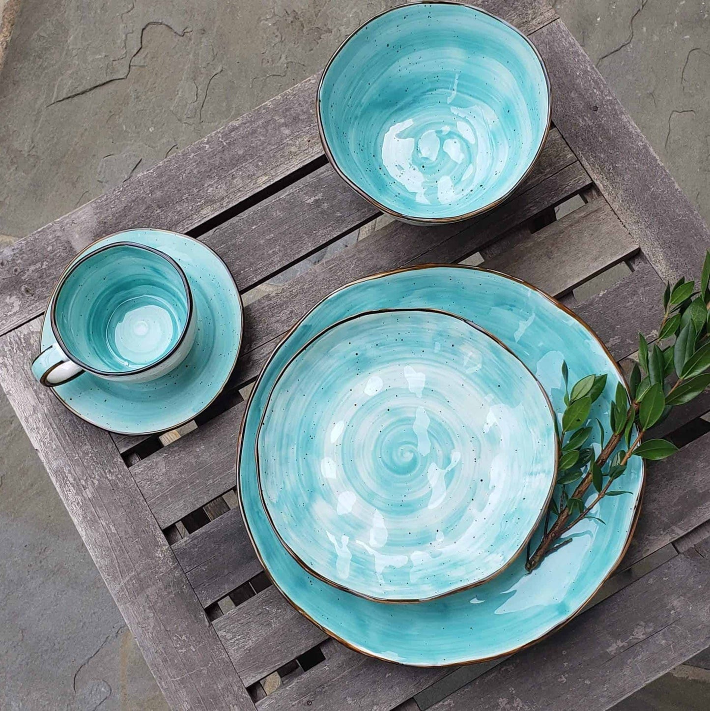Cabana Turquoise Dinnerware - 20 Piece Set