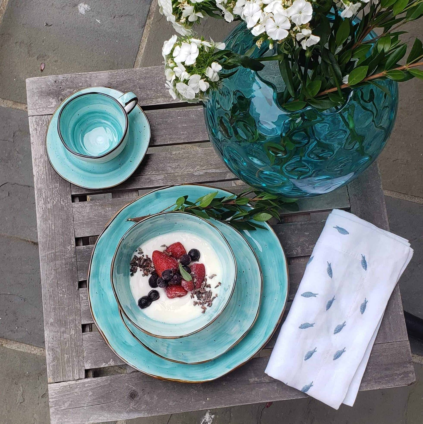 Cabana Turquoise Dinnerware - 20 Piece Set