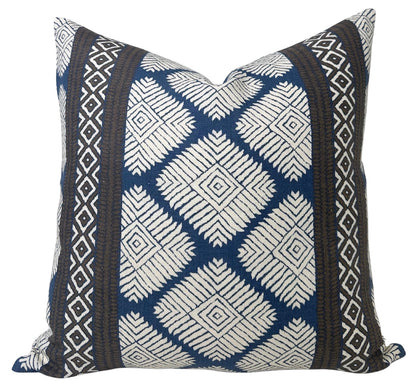 Austin Pillow in Brown + Navy