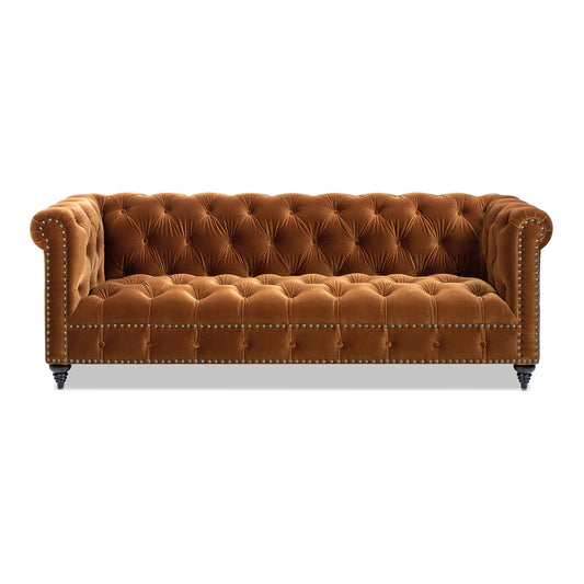 Alto Tufted Chesterfield Velvet Sofa - Burnt Orange