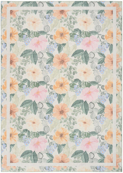 Nourison Botanical Ivory & Multicolor Machine Washable Rug - 5' x 7'