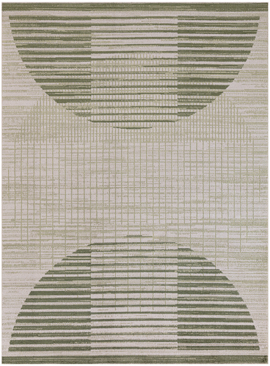 Nourison Astra Ivory & Olive Pet Friendly Machine Washable Rug - 5'3" x 7'