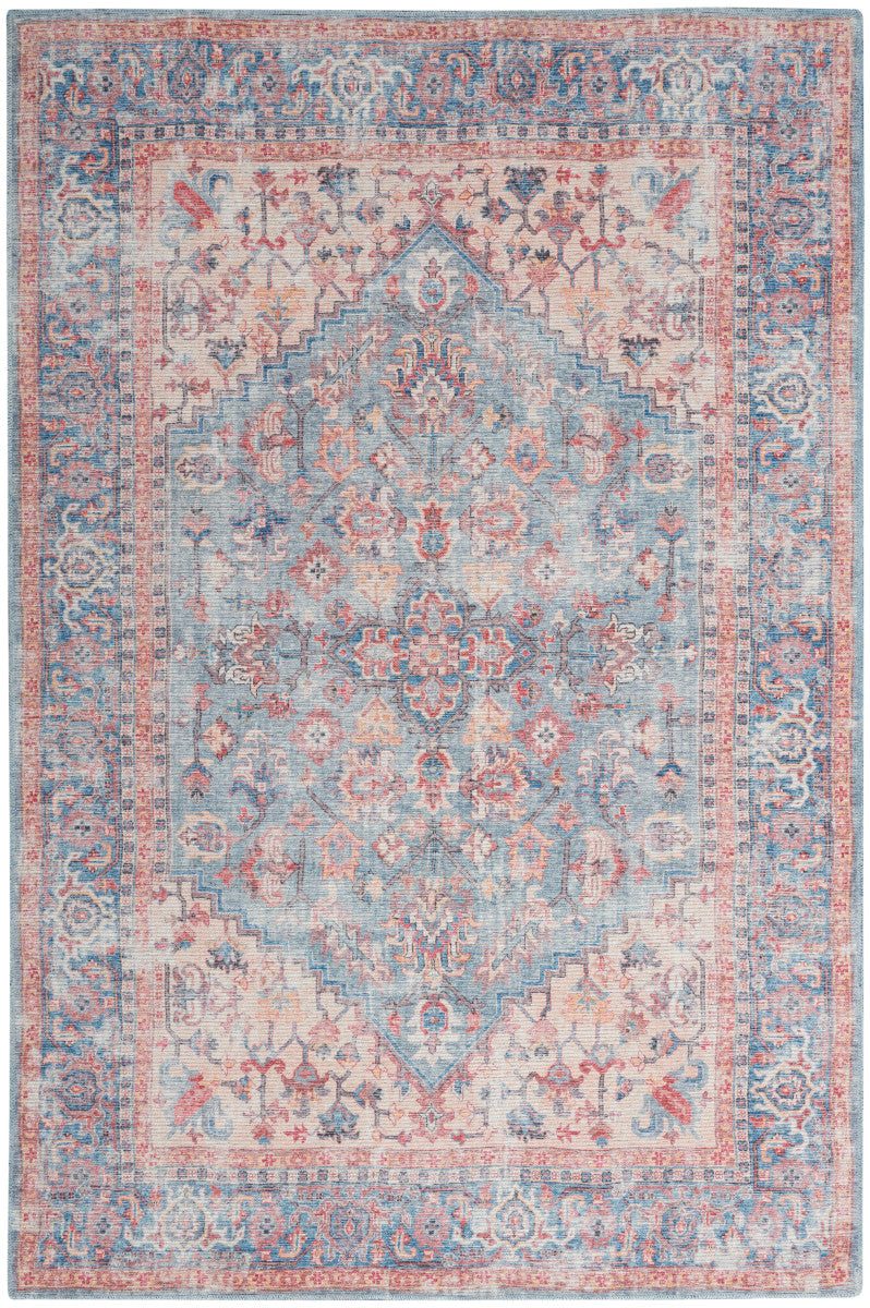 Nourison New Concept Blue & Multicolor Machine Washable Rug - 5'3" x 7'3"