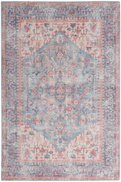Nourison New Concept Blue & Multicolor Machine Washable Rug - 5'3" x 7'3"