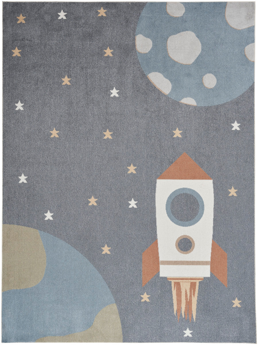 Nourison Astra Sky Blue Pet Friendly Machine Washable Rug - 6'7" x 9'