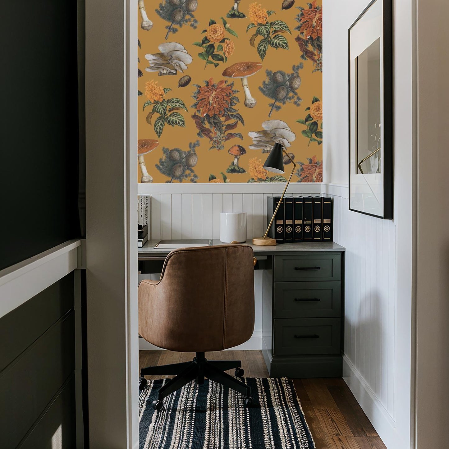 Shrooms Wallpaper, gold & marigold