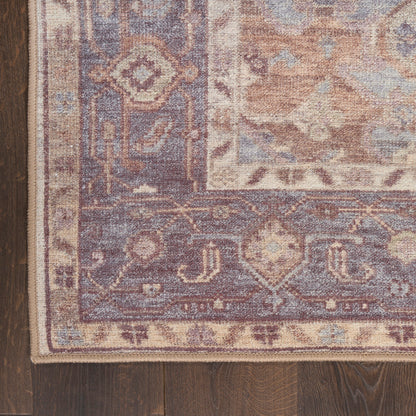 Nourison Vintage Ivory & Purple Machine Washable Rug - Corner