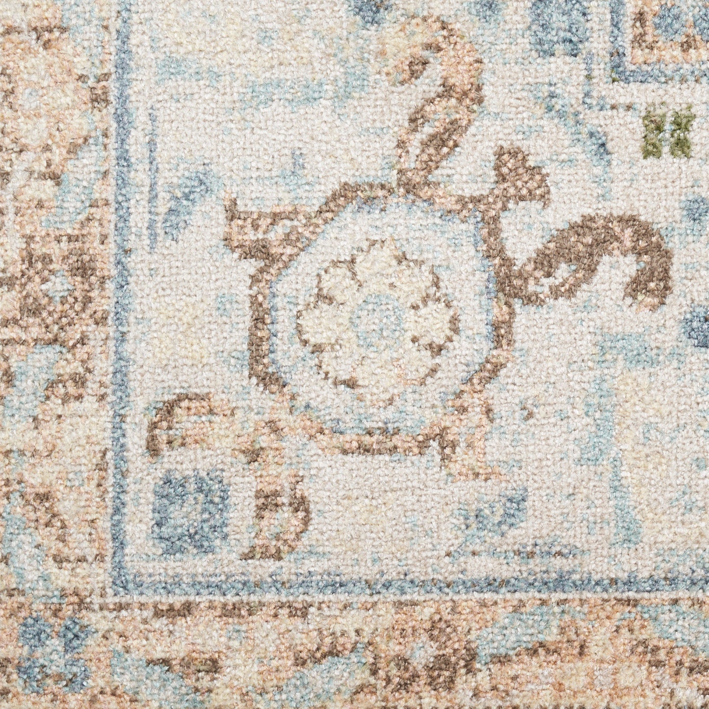 Nourison Astra Ivory & Blue Pet Friendly Machine Washable Rug - Swatch